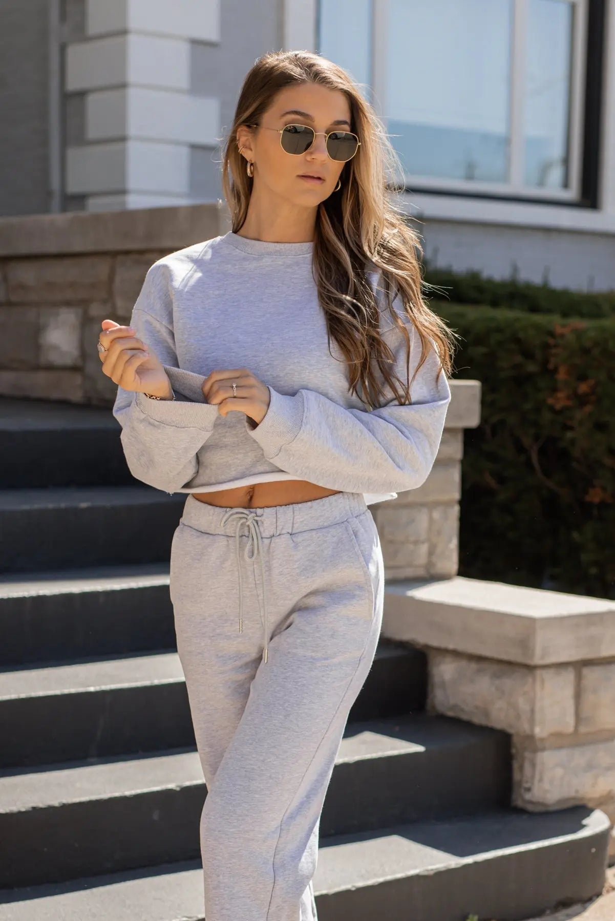 Sophie Grey Cropped Lounge Sweater - FINAL SALE - JO+CO