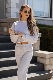 Sophie Grey Cropped Lounge Sweater - FINAL SALE - JO+CO