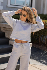 Sophie Grey Cropped Lounge Sweater - FINAL SALE - JO+CO