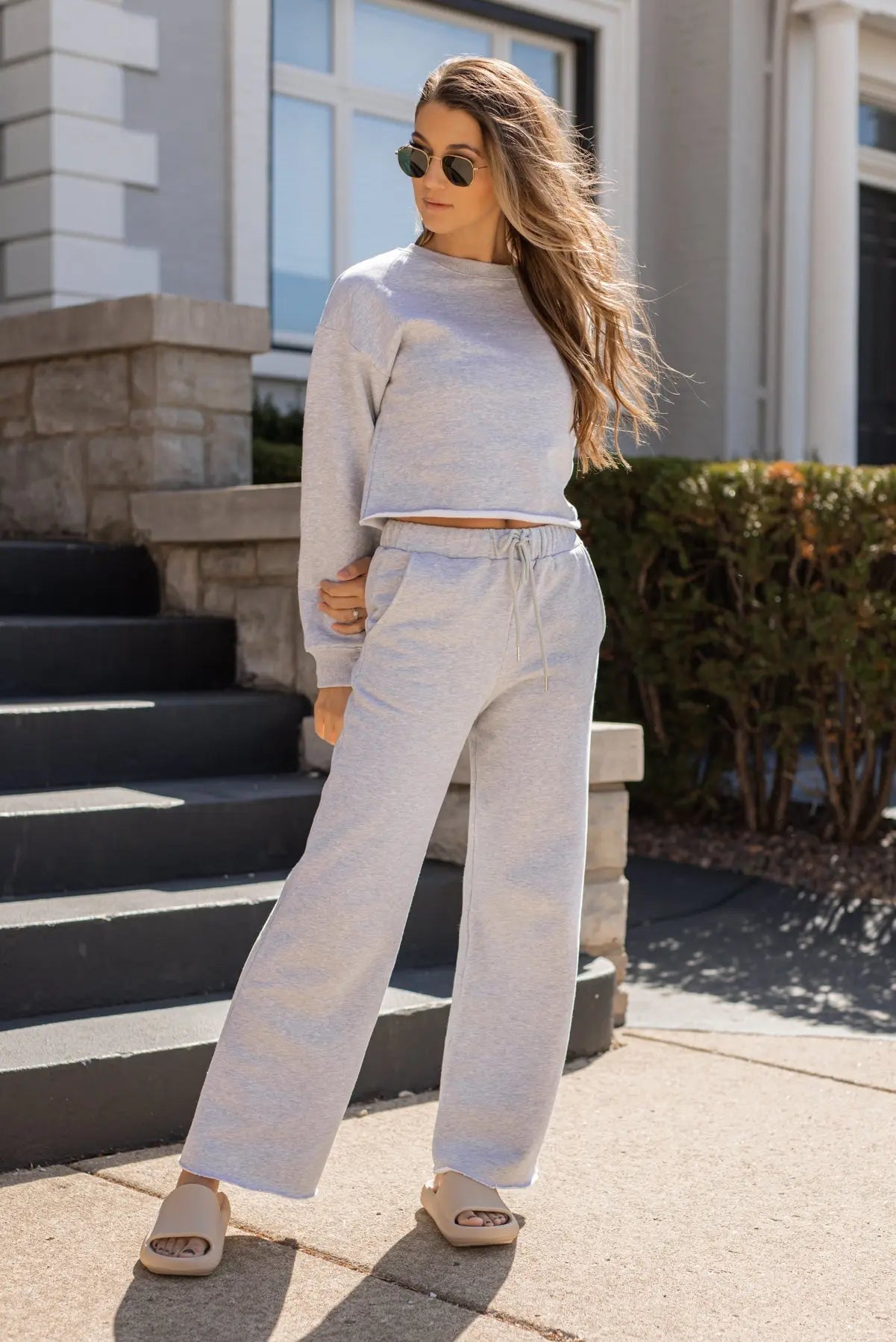 Sophie Grey Cropped Lounge Sweater - FINAL SALE - JO+CO