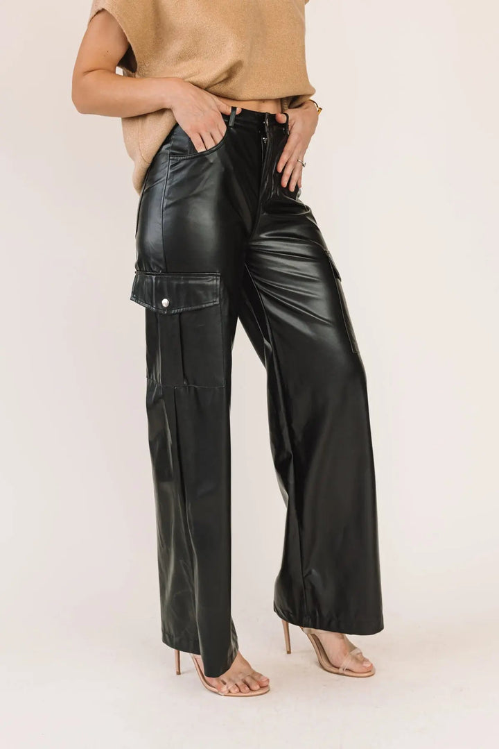 Trendy Girl Black Faux Leather Pants - JO+CO