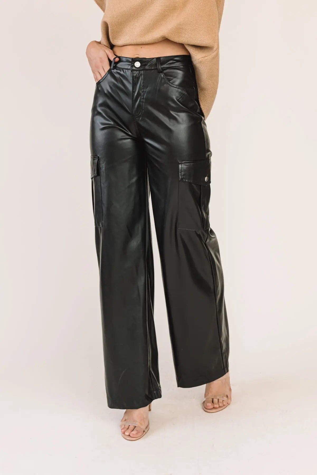 Trendy Girl Black Faux Leather Pants - JO+CO