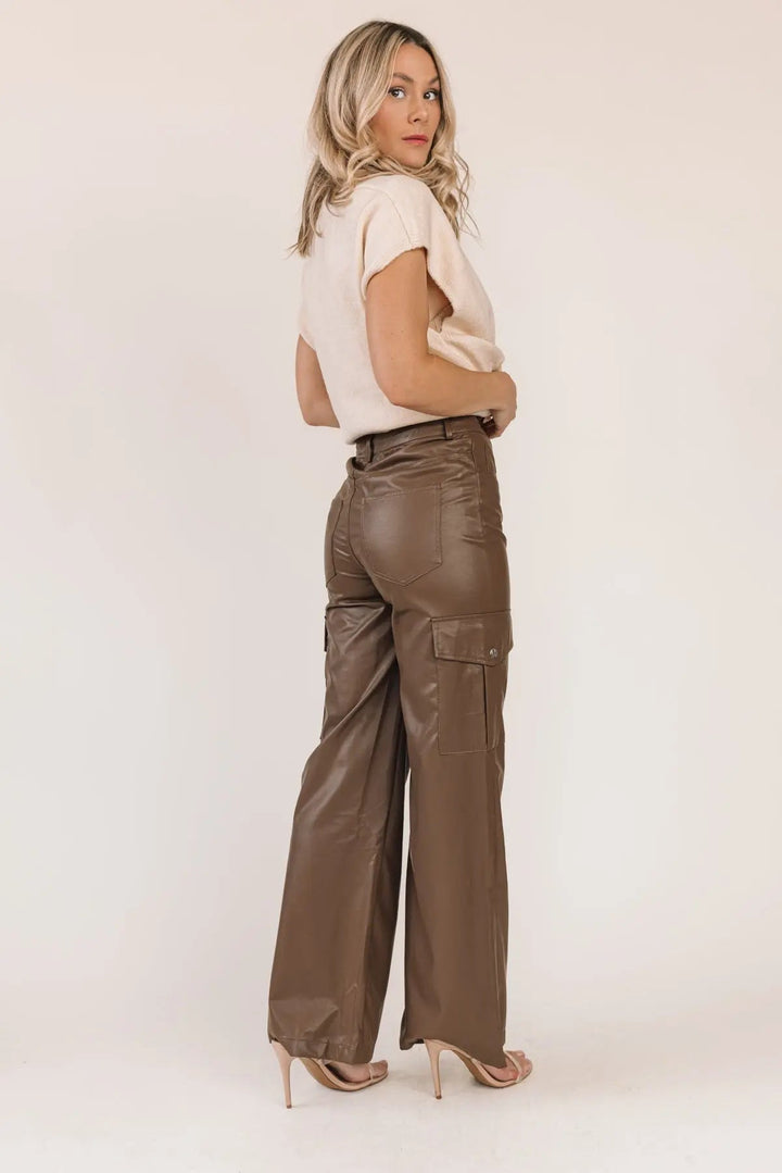 Trendy Girl Brown Faux Leather Pants - JO+CO