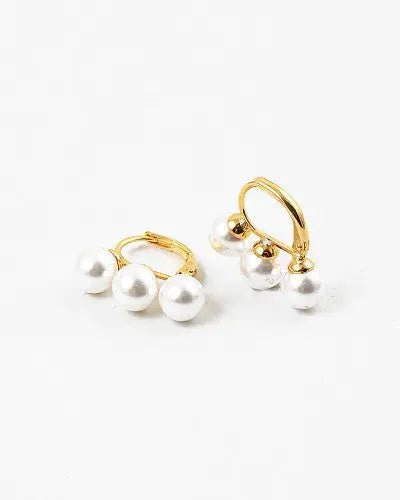 Trio Gold Pearl Huggie Earrings - Final Sale - JO+CO