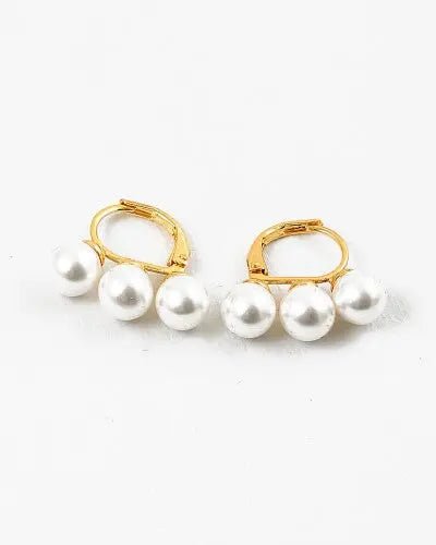 Trio Gold Pearl Huggie Earrings - Final Sale - JO+CO