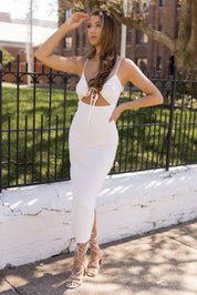 White Hot Textured Cutout Maxi Dress - FINAL SALE - JO+CO