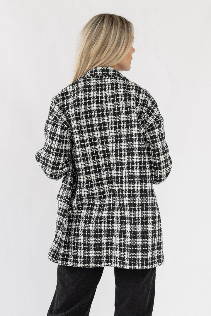 Whitney Plaid Tweed Blazer - Black/White - JO+CO