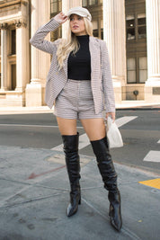 Yasmin Houndstooth Blazer & Short Set - JO+CO
