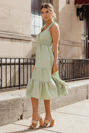Zara Sage Smocked Waist Midi Dress - JO+CO