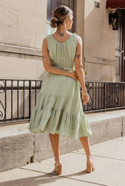 Zara Sage Smocked Waist Midi Dress - JO+CO