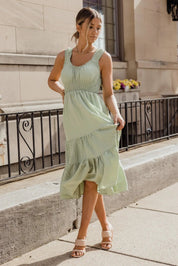 Zara Sage Smocked Waist Midi Dress - JO+CO
