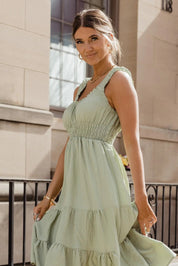 Zara Sage Smocked Waist Midi Dress - JO+CO