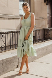 Zara Sage Smocked Waist Midi Dress - JO+CO