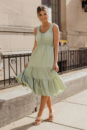 Zara Sage Smocked Waist Midi Dress - JO+CO